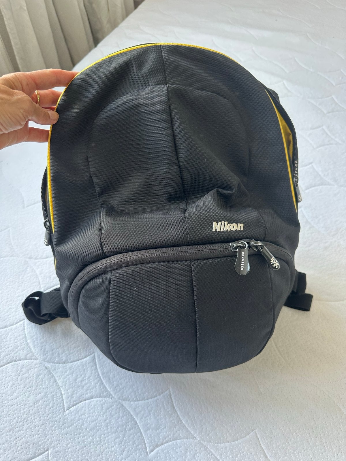 Crumpler Nikon cameratas rugzak - Zwart/Geel, Ophalen of Verzenden, Gebruikt, Rugtas, Crumpler