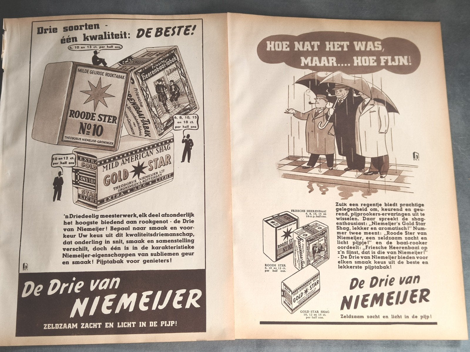 1939, 2X RECLAME NIEMEIJER GRONINGEN , TABAK, SHAG, Ophalen of Verzenden, Gebruikt, Overige typen