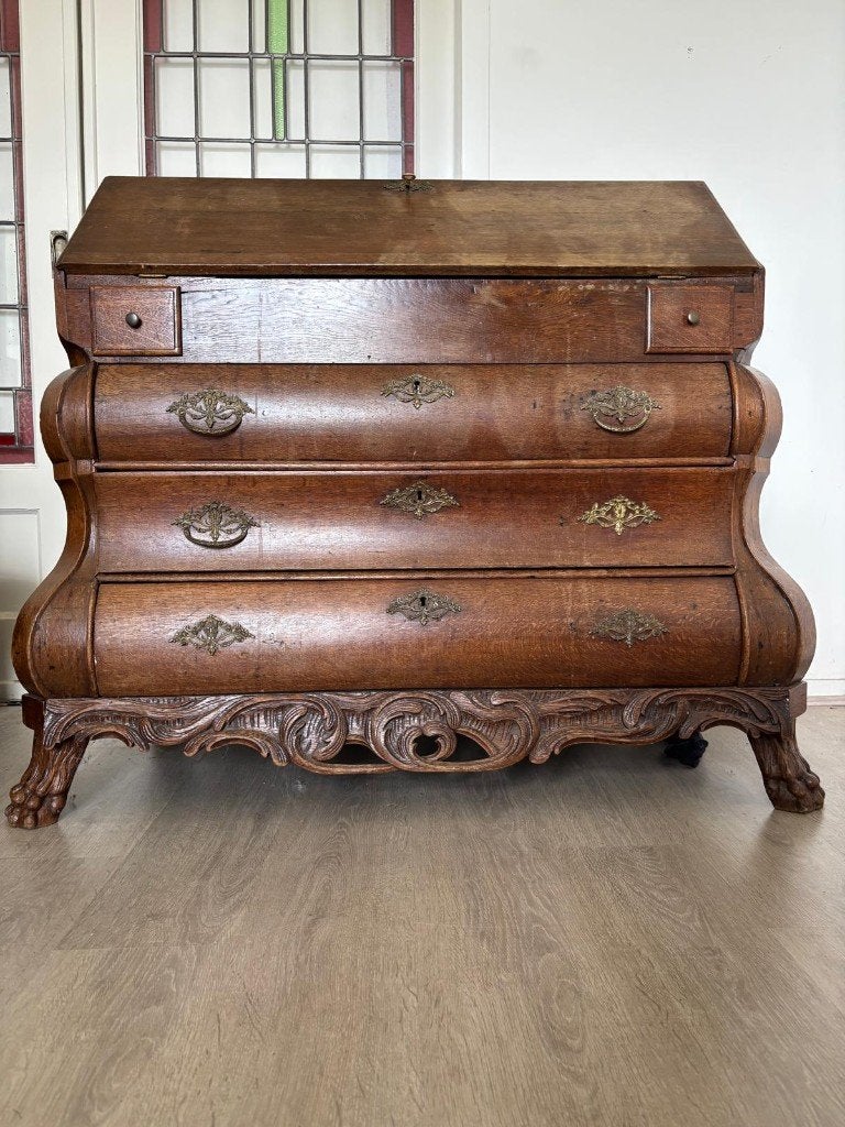 Antieke secretaire met lades, Ophalen, Gebruikt, Secretaire, Bruin