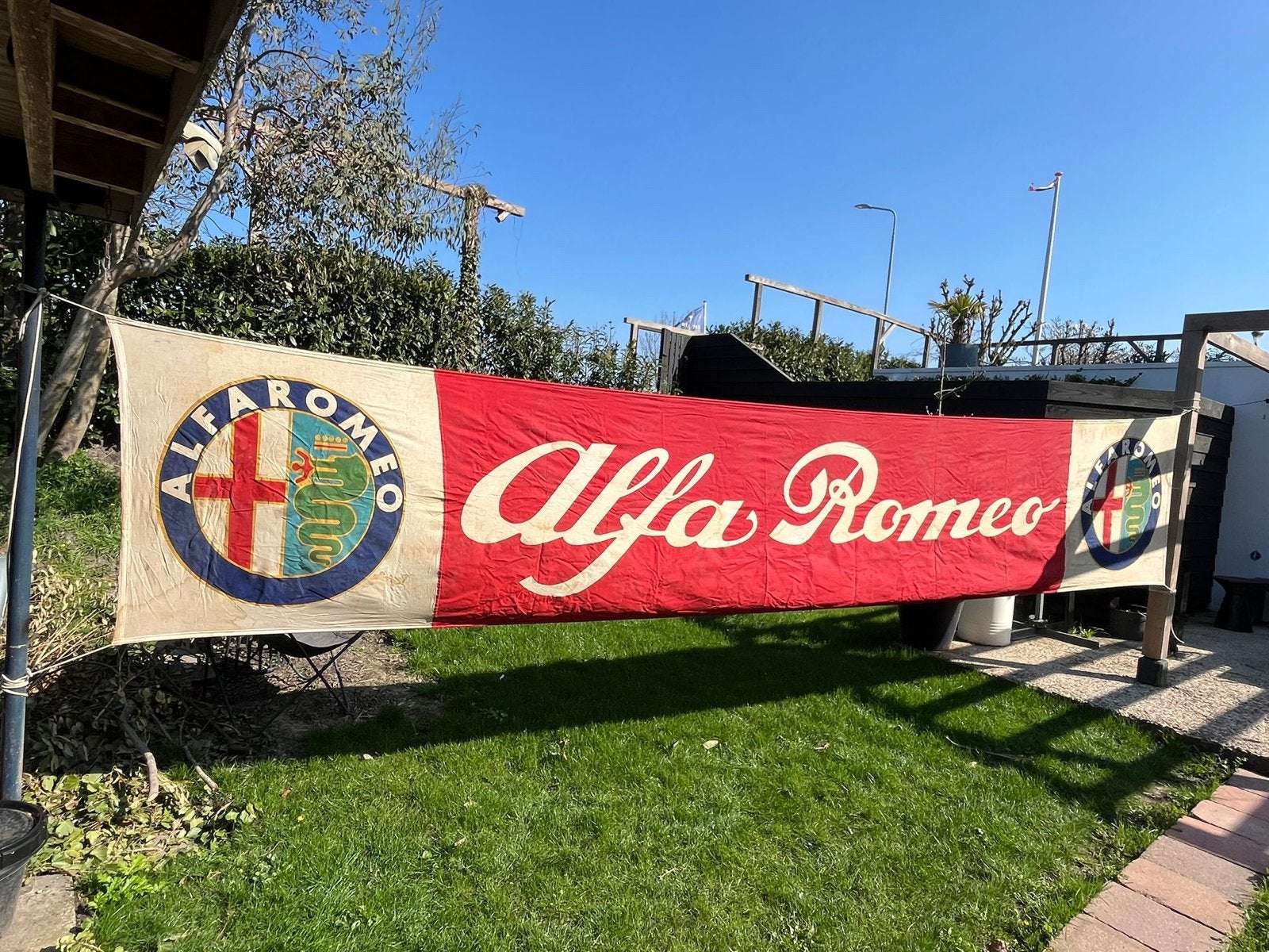 Alfa Romeo spandoek 6.1meter lang!, Diversen, Vlaggen en Wimpels, Ophalen of Verzenden, Gebruikt