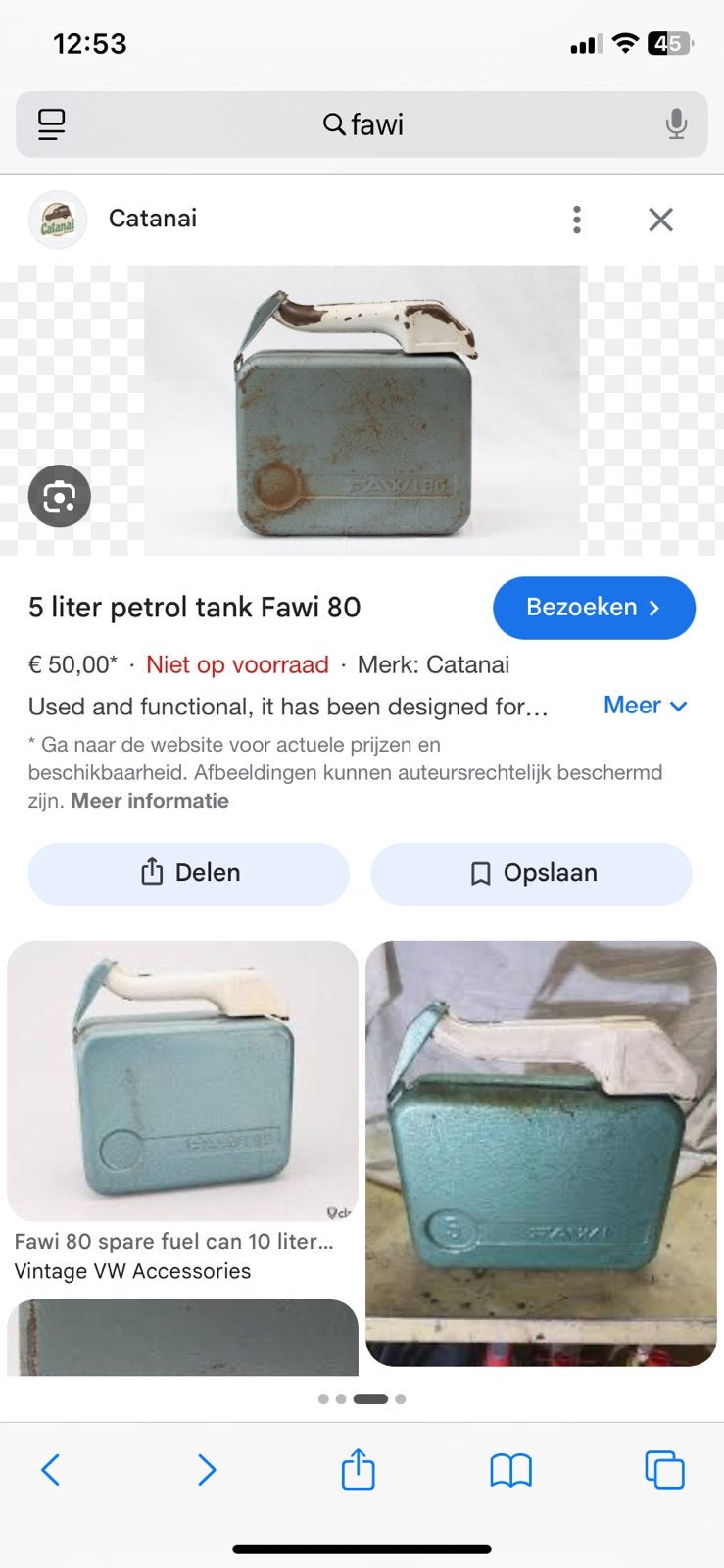 Fawi jaren 60 jerrycan petrol in perfecte staat verzamelen, Ophalen of Verzenden