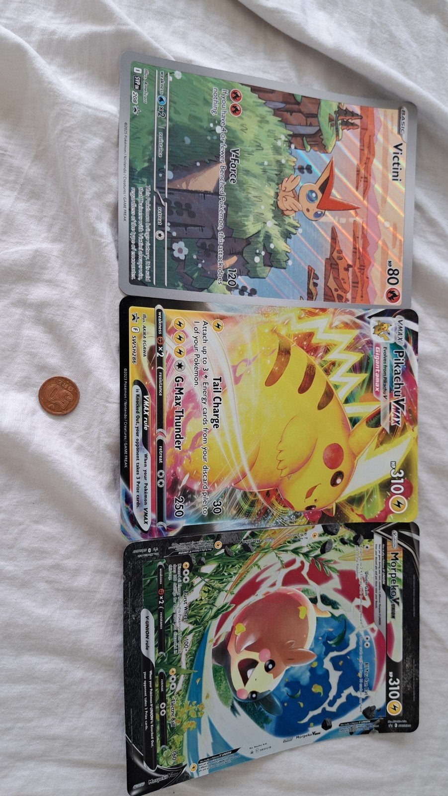 Pokémon Jumbo Kaarten - Pikachu VMAX, Morpeko V-UNION, etc, Ophalen of Verzenden, Zo goed als nieuw, Meerdere kaarten, Foil