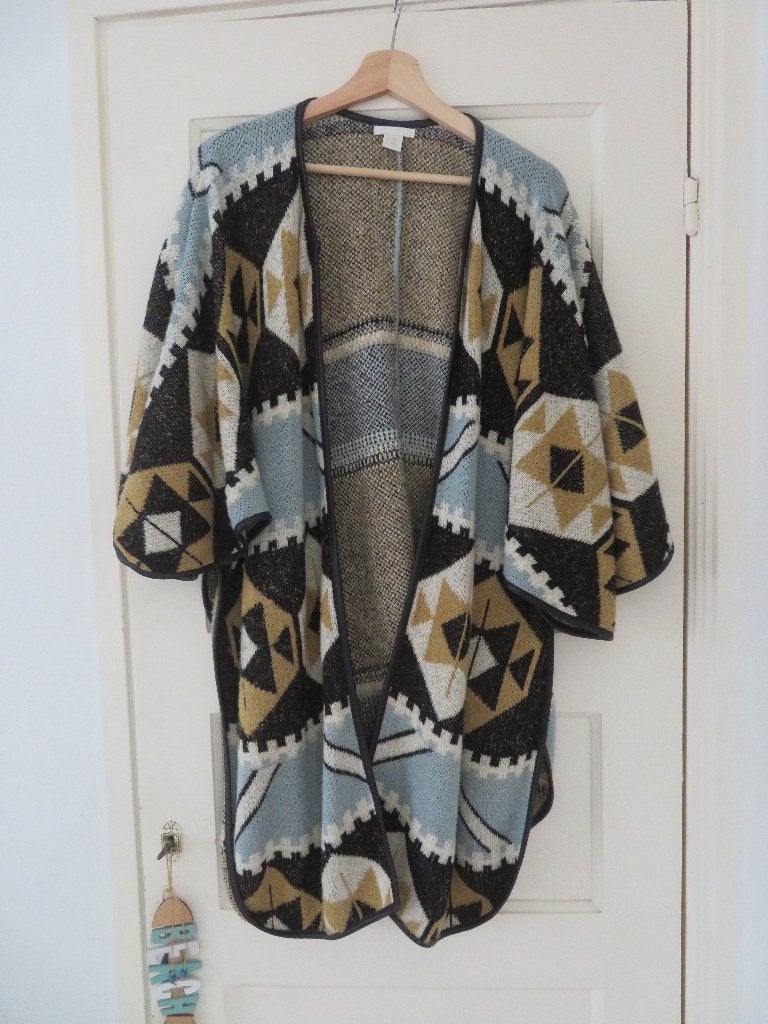 Boho Aztec Kimono Poncho Vest S t/m XL, Maat 38/40 (M), H&M, Meerkleurig, Nieuw