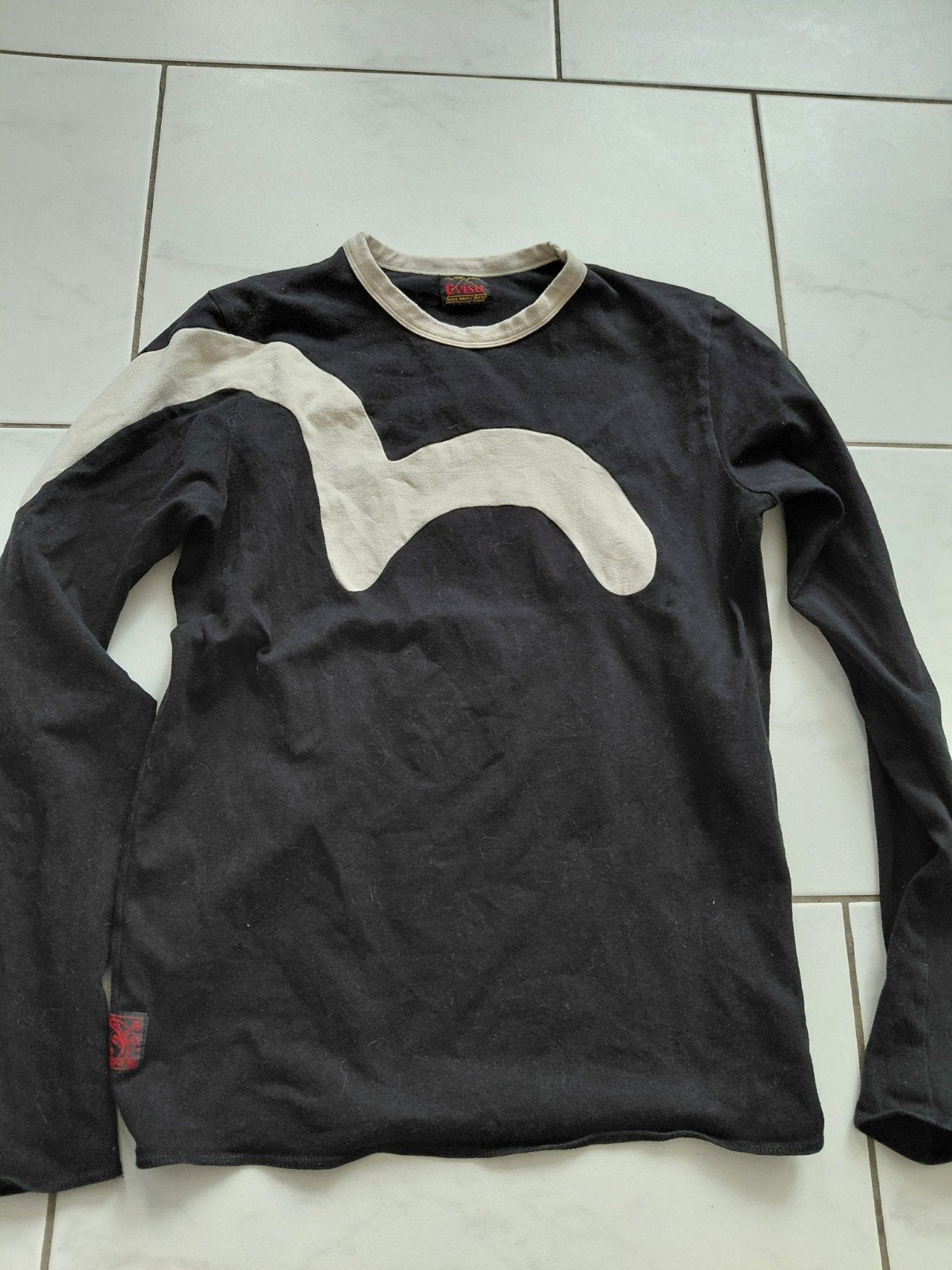 Evisu Custom Made Longsleeve Zwart Maat M, Maat 48/50 (M), Zwart, Ophalen of Verzenden, Zo goed als nieuw
