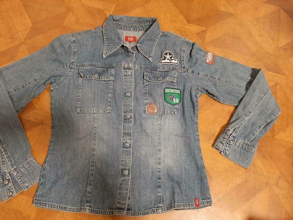 EDC by Esprit denim blouse maat S, Maat 38/40 (M), Blauw, Ophalen of Verzenden, EDC by Esprit