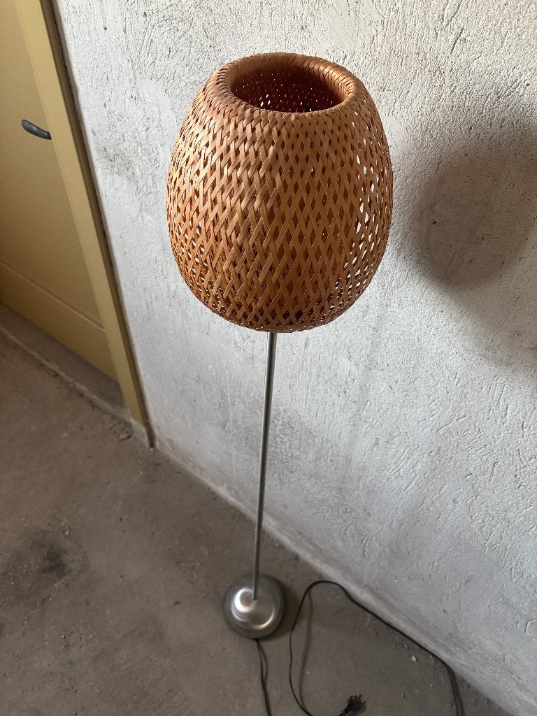 Stijlvolle staande lamp met bamboe kap, Ophalen, Modern, Bohemien, Scandinavisch, E27 (groot), Zo goed als nieuw