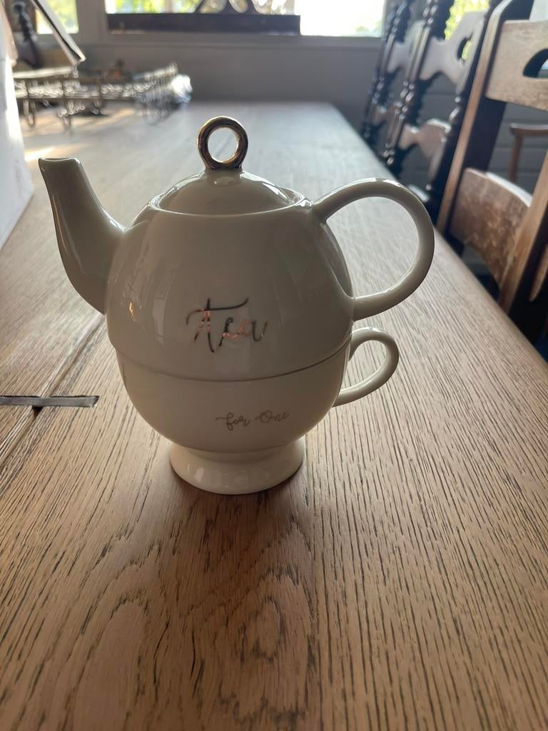Riviera Maison 1-persoons theepot met kopje, Overige typen, Ophalen of Verzenden, Zo goed als nieuw, Overige stijlen