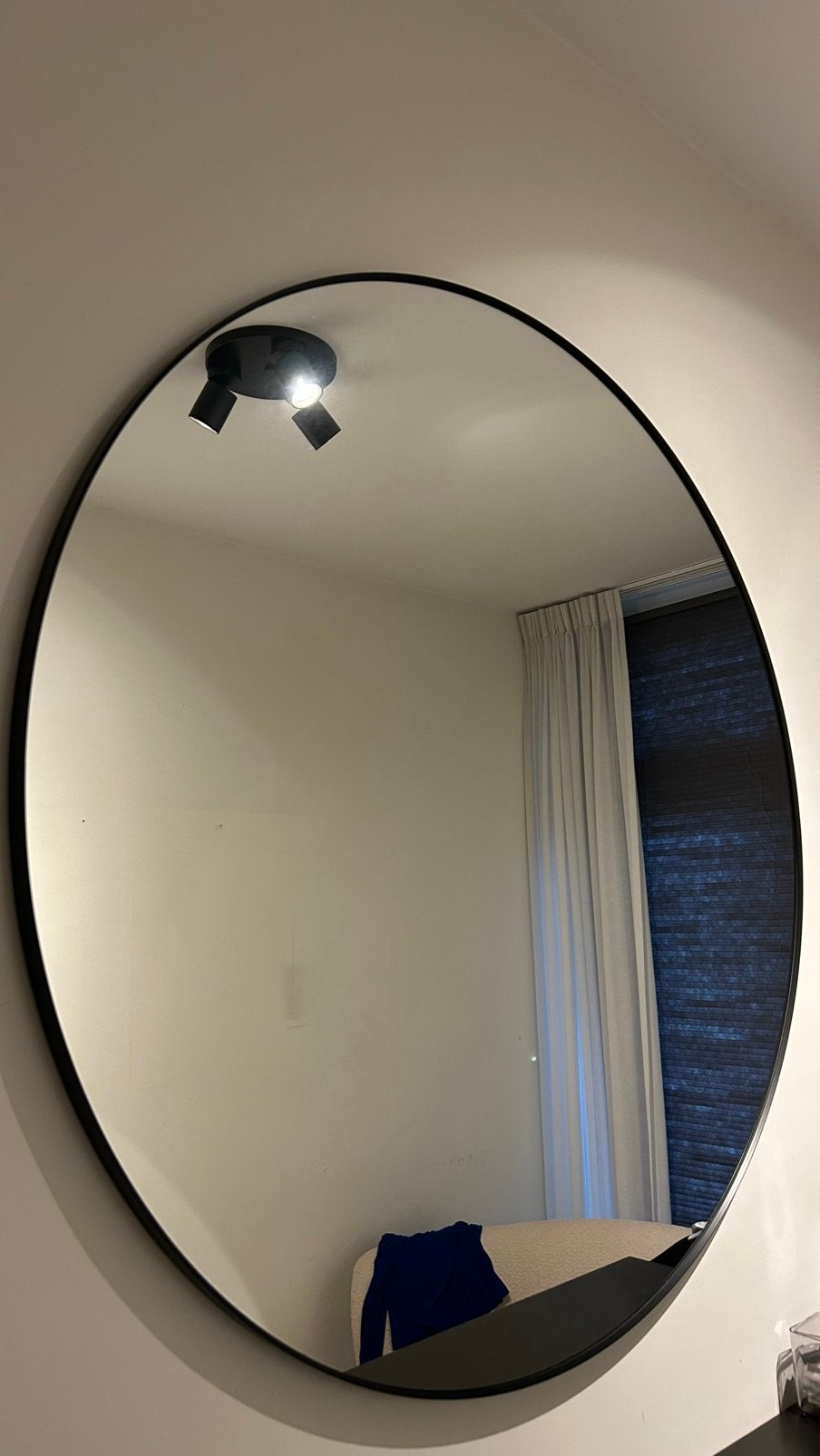 Ronde spiegel – zwart - 110 cm, Huis en Inrichting, Ophalen, Zo goed als nieuw, Rond