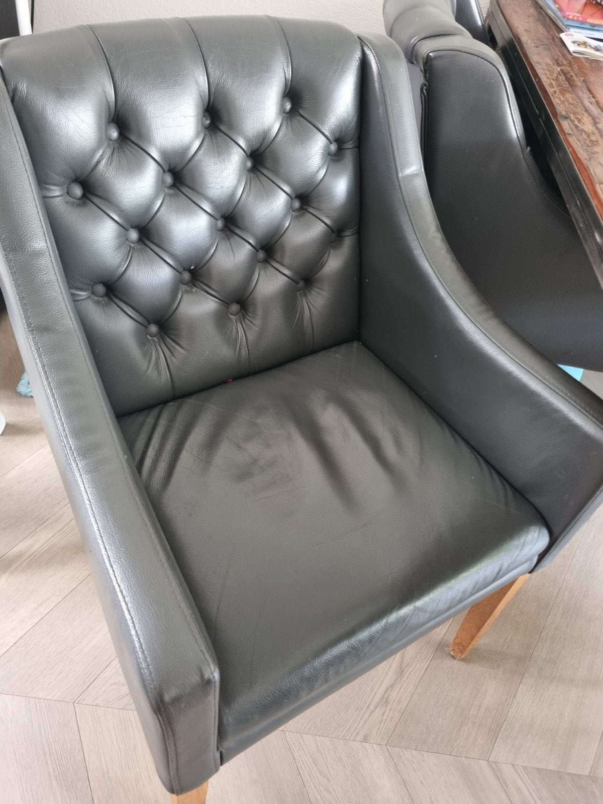 Leren eetkamerstoelen - 4 stuks, Huis en Inrichting, Stoelen, Ophalen, Gebruikt, Twee, Leer