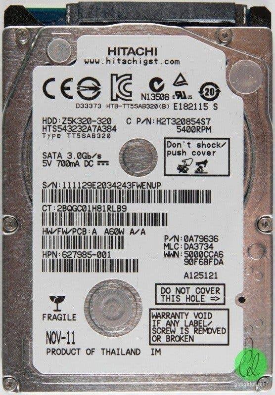 Hitachi Travelstar Z5K320 320GB HDD 2.5" SATA, Computers en Software, Harde schijven, Intern, Gebruikt, Hgst, 320GB