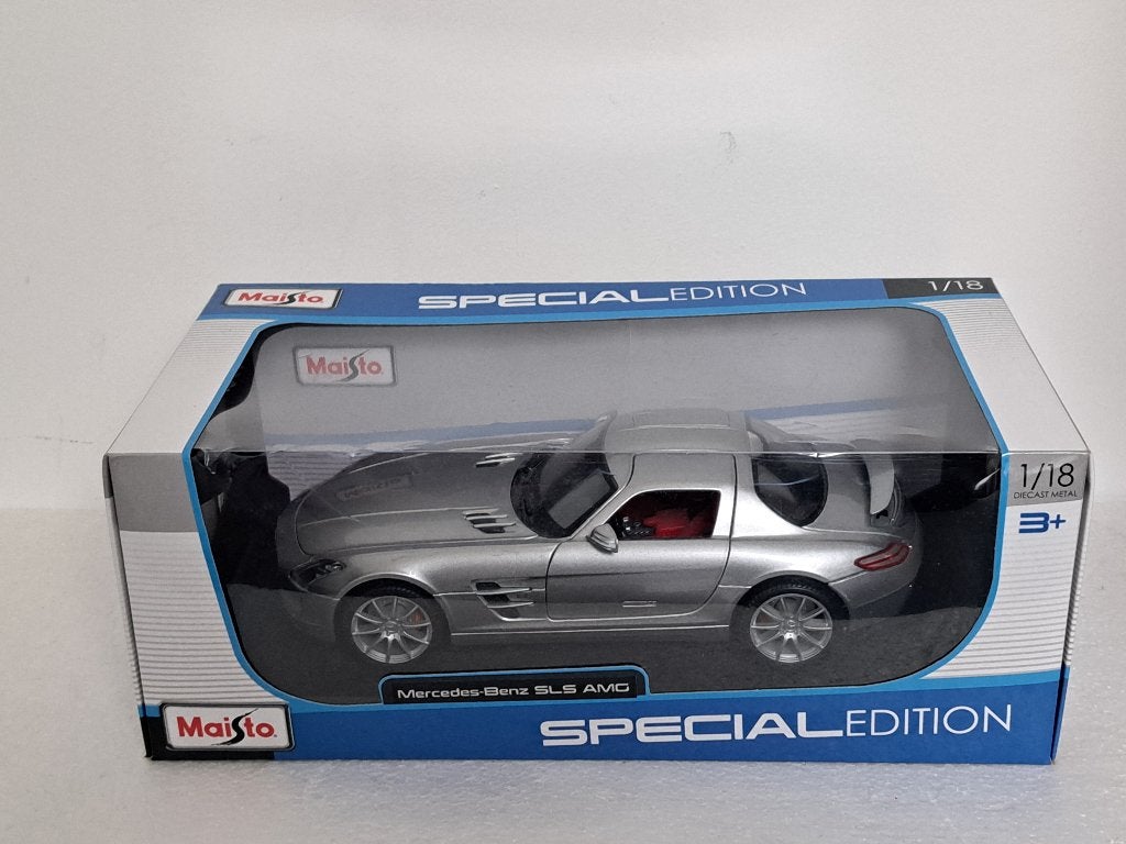 Mercedes SLS AMG 1/18 Grijs Maisto Nieuwstaat, Ophalen of Verzenden, Zo goed als nieuw, Auto, Maisto