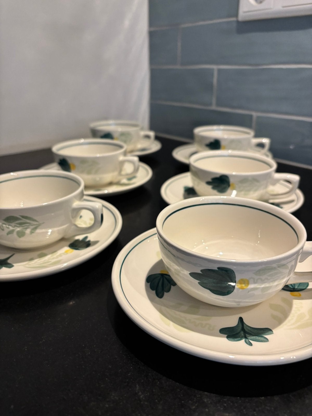 Set van 6 theekop en schotel Aquarelle Royal Boch, Ophalen of Verzenden