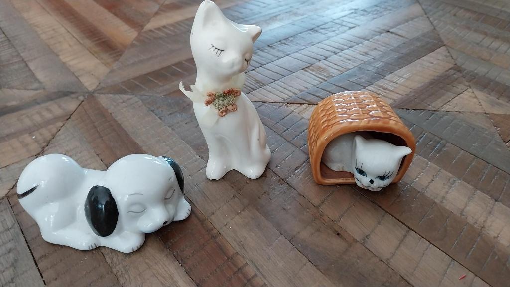 Vintage beeldjes hond en kat, Ophalen of Verzenden, Zo goed als nieuw, Dier