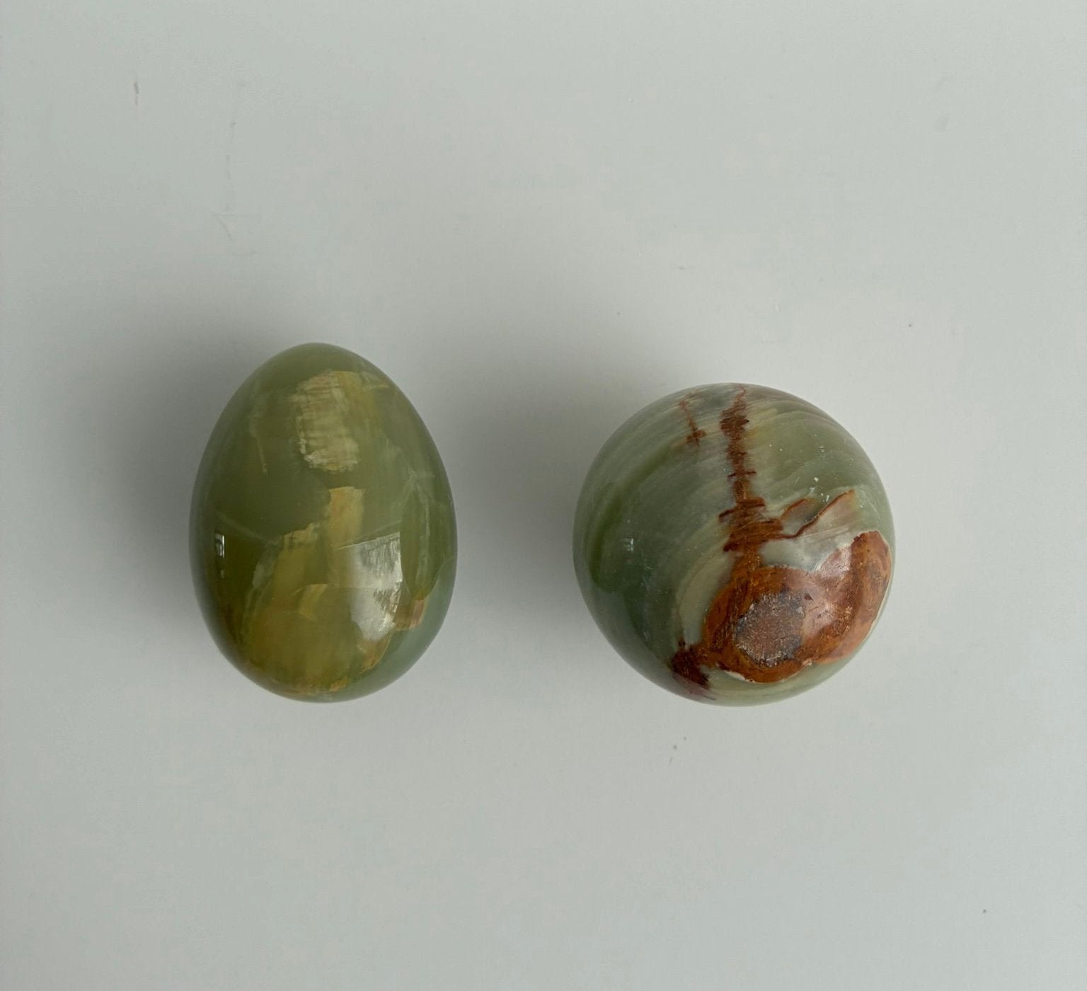 Onyx stenen eieren/bollen marmer, Groen, Vintage, Ophalen of Verzenden, Zo goed als nieuw