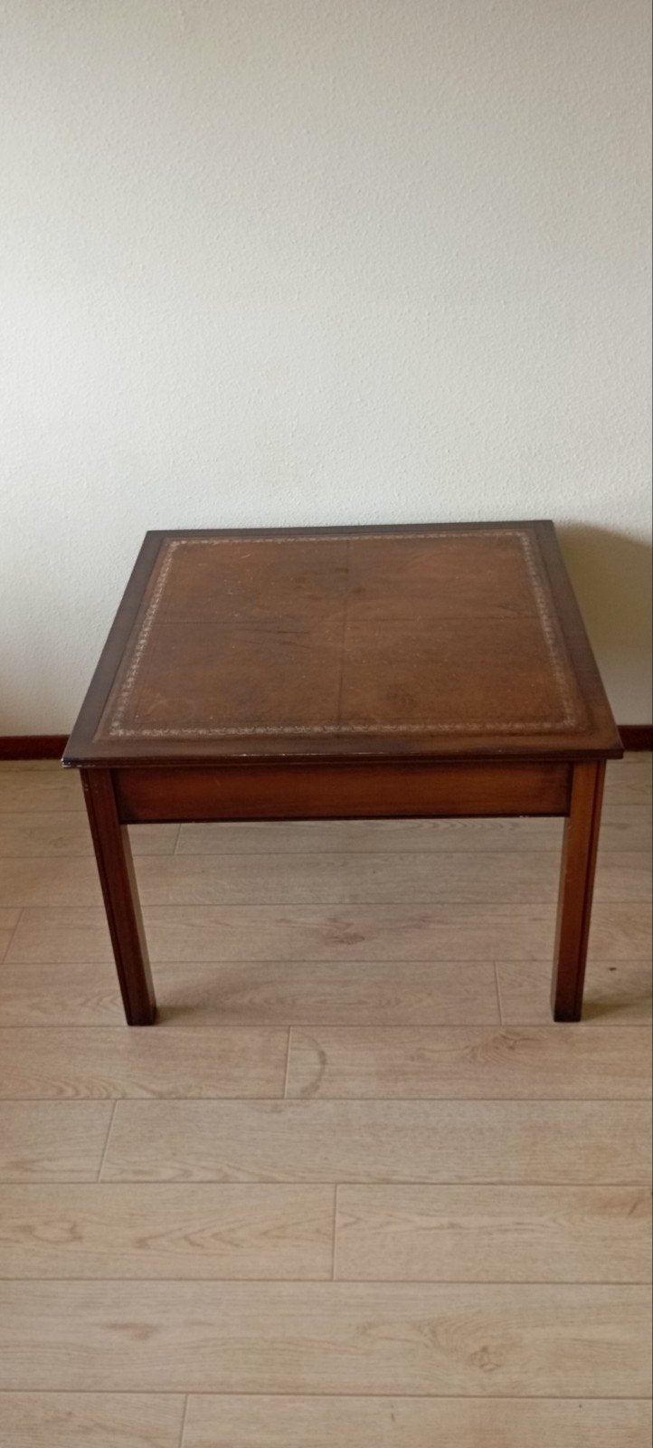 Antieke salontafel met leren blad - Olde English, 50 – 75, Gebruikt, Klassiek, Antiek, Vierkant