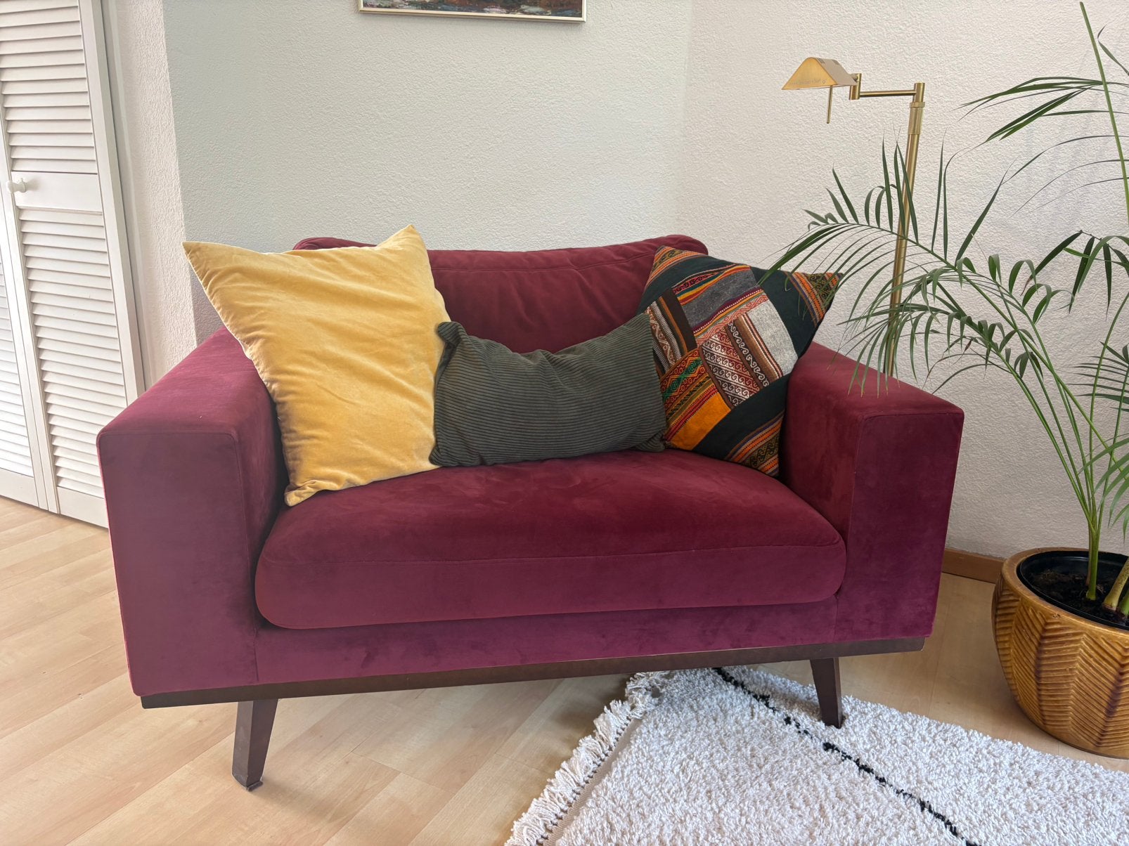 Nous Torino bordeaux loveseat fauteuil, Huis en Inrichting, Ophalen, Zo goed als nieuw, 75 tot 100 cm