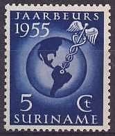 Suriname NVPH nr 323 postfris Jaarbeurs 1955, Ophalen of Verzenden, Postfris