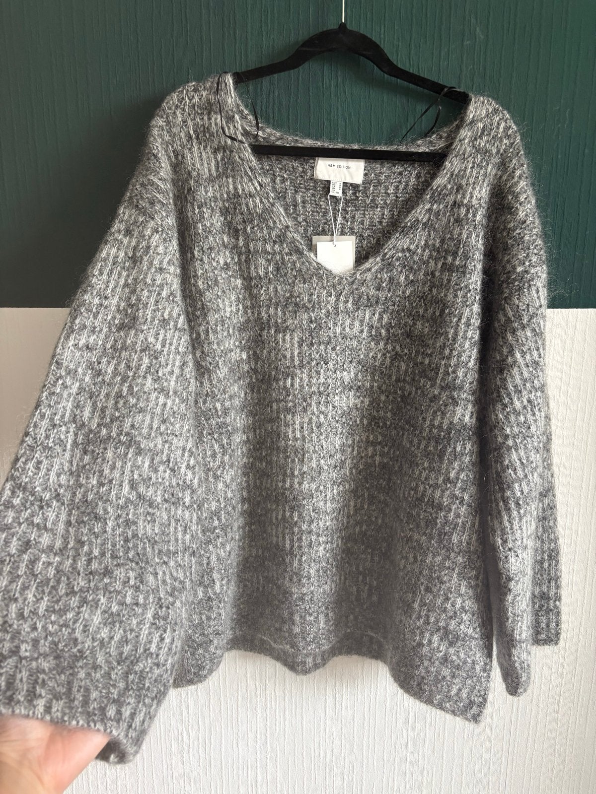 H&M Edition wollen trui oversized maat M (valt t/m XL), Kleding | Dames, Verzenden, Nieuw, Maat 38/40 (M), Grijs