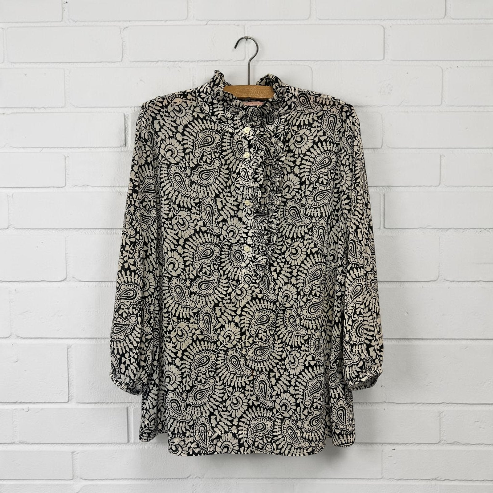 Studio Anneloes Blouse L Zwart Wit Paisley Odette Oriental, Verzenden, Zwart, Sa, Maat 42/44 (L)