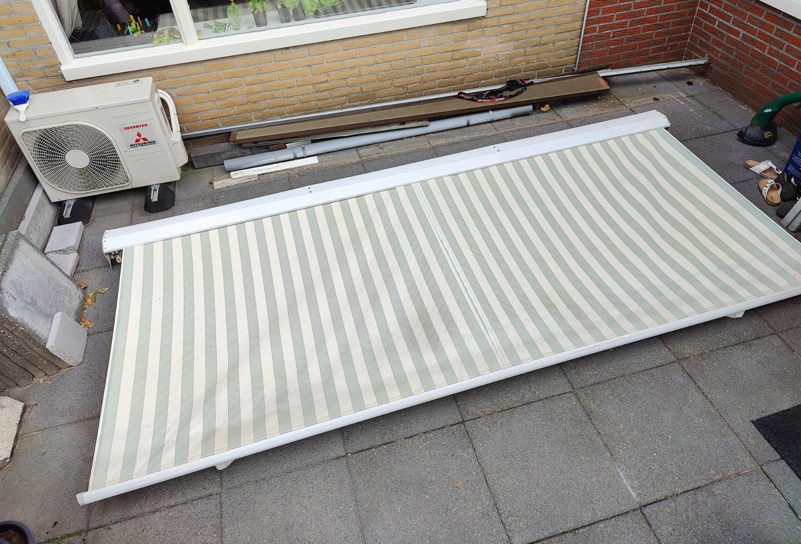 Zonnescherm 3.5 meter, Ophalen, Gebruikt, 150 tot 300 cm, 250 cm tot 450 cm