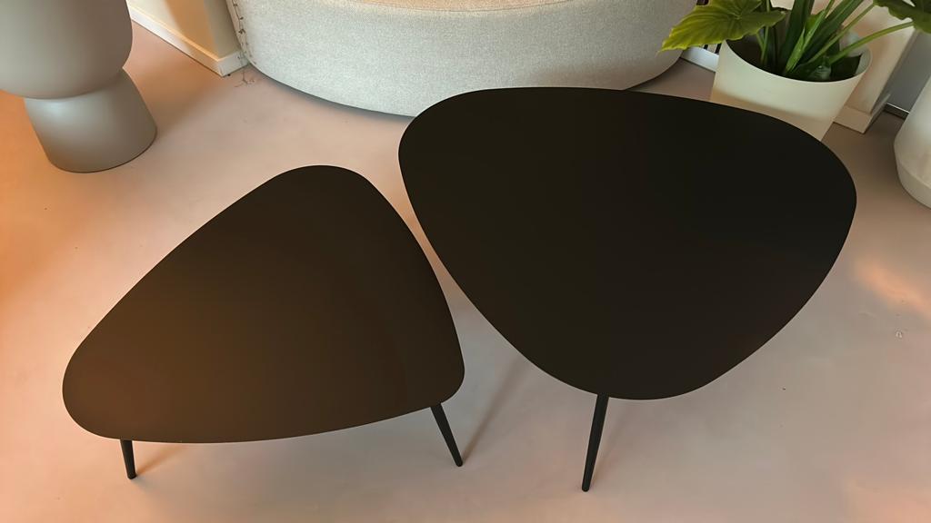 Bijzettafels mat zwart, Huis en Inrichting, Tafels | Eettafels, Ophalen, Rond, Tot twee personen, 50 tot 100 cm