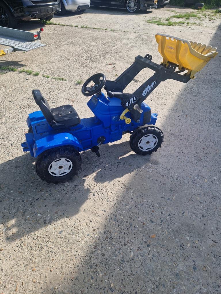 Leuke blauwe traptractor met gebruikerssporen, Ophalen, Gebruikt