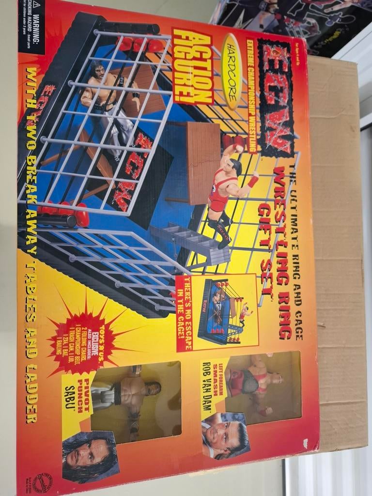 ECW Wrestling Ring & Cage Gift Set met Figuren, Ophalen of Verzenden