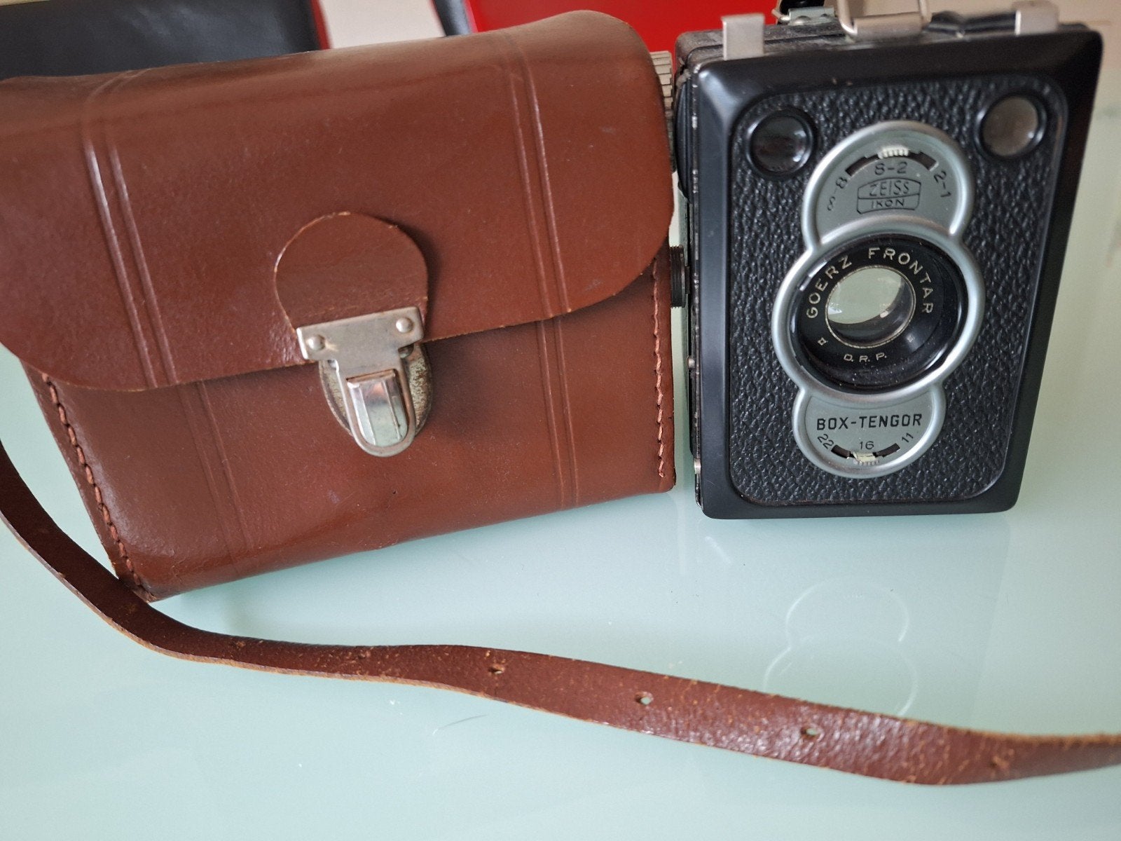 Vintage Zeiss Ikon Box-Tengor 54/2 Boxcamera met tas, Ophalen of Verzenden