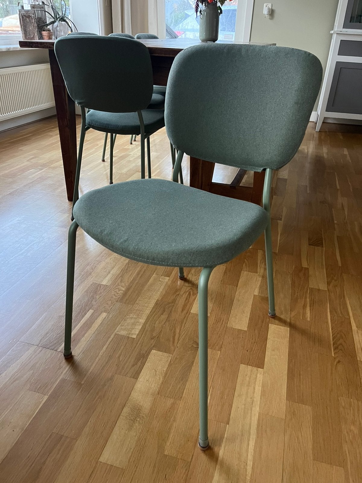 Groene eetkamerstoel, Ophalen, Overige kleuren, Zo goed als nieuw, Stof