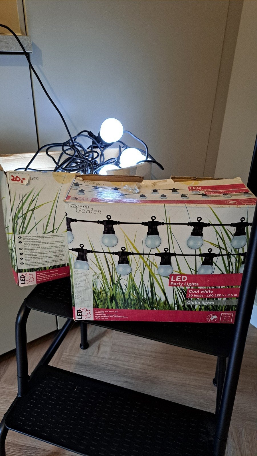 Mooie LED Party Lights  20 bollen, 9.5m, Cool White 2 dozen, Ophalen, Kunststof, Minder dan 50 watt, Nieuw
