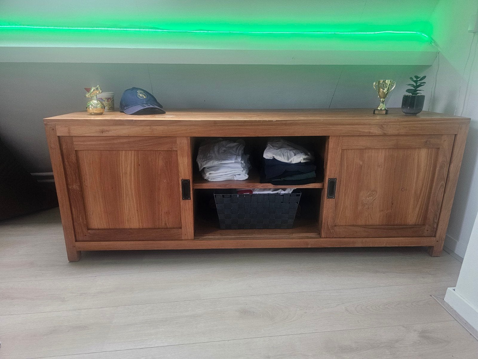 Teaken tv meubel, Ophalen of Verzenden, 25 tot 50 cm, 150 tot 200 cm, Minder dan 100 cm