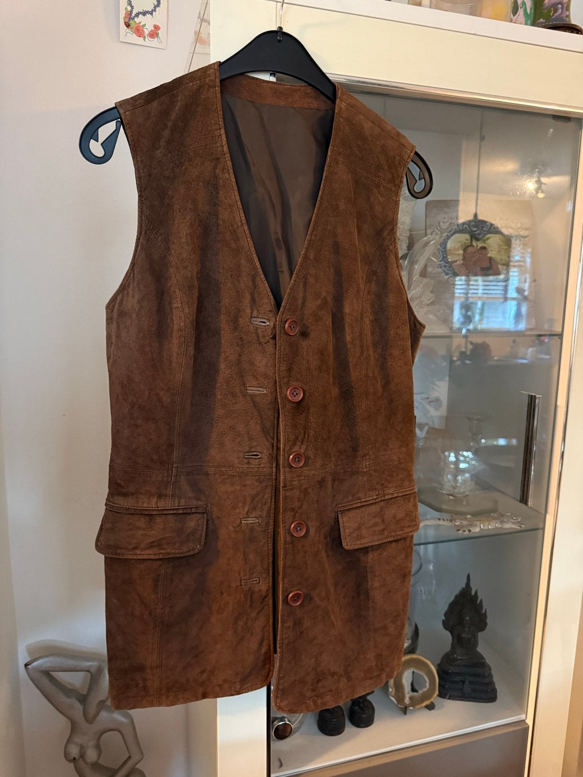 Lange suède vest in bruin, maat 42, Kleding | Dames, Bruin, Maat 42/44 (L), Ophalen of Verzenden, Zo goed als nieuw