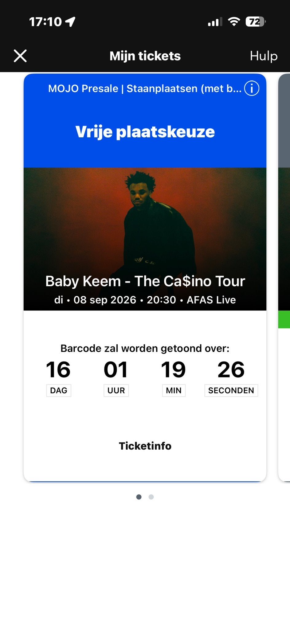Baby keem The casino tour kaart, Eén persoon
