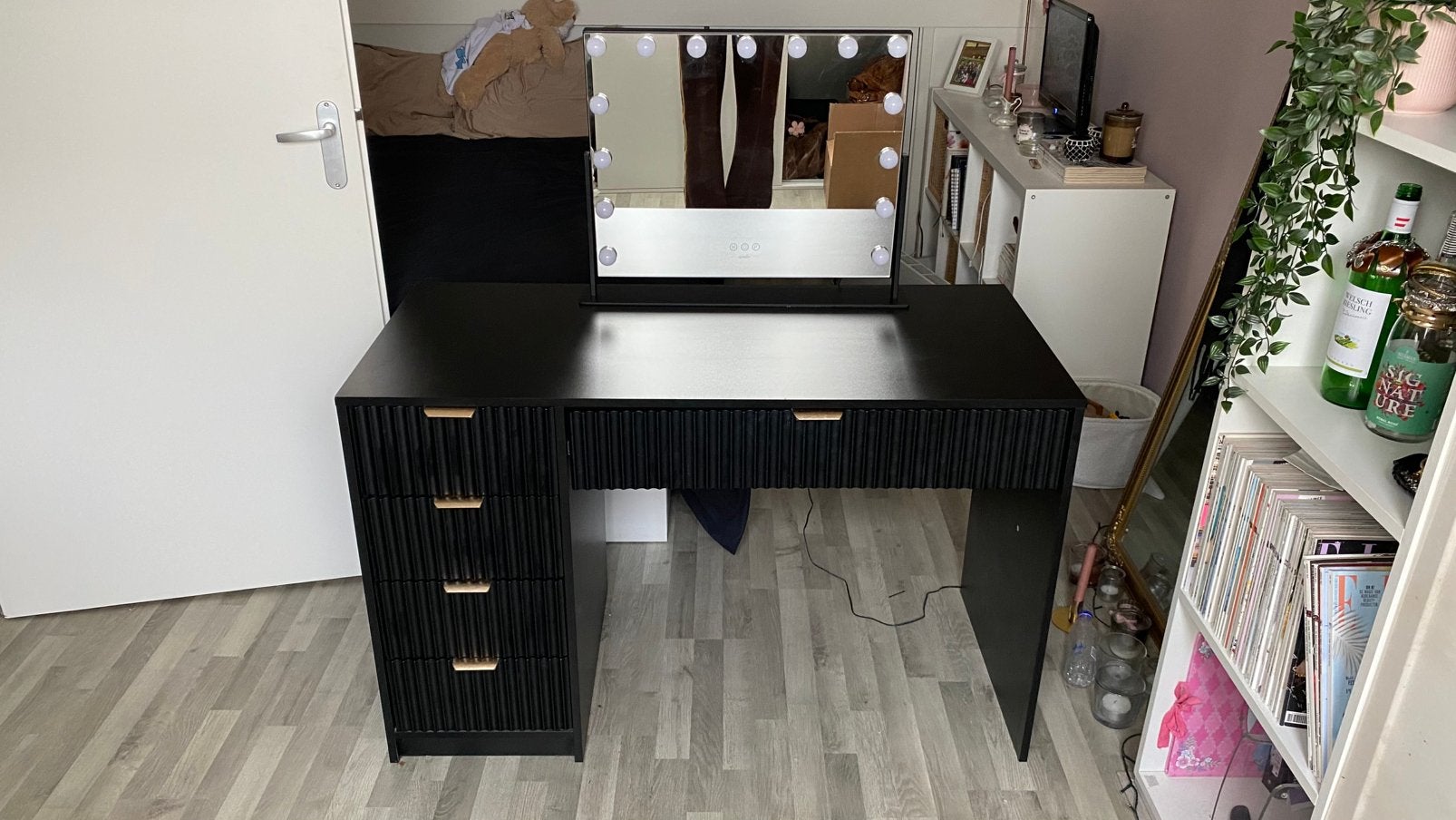 Make-Up tafel met Hollywood spiegel, Huis en Inrichting, Ophalen, 100 tot 150 cm, Zo goed als nieuw, Minder dan 100 cm