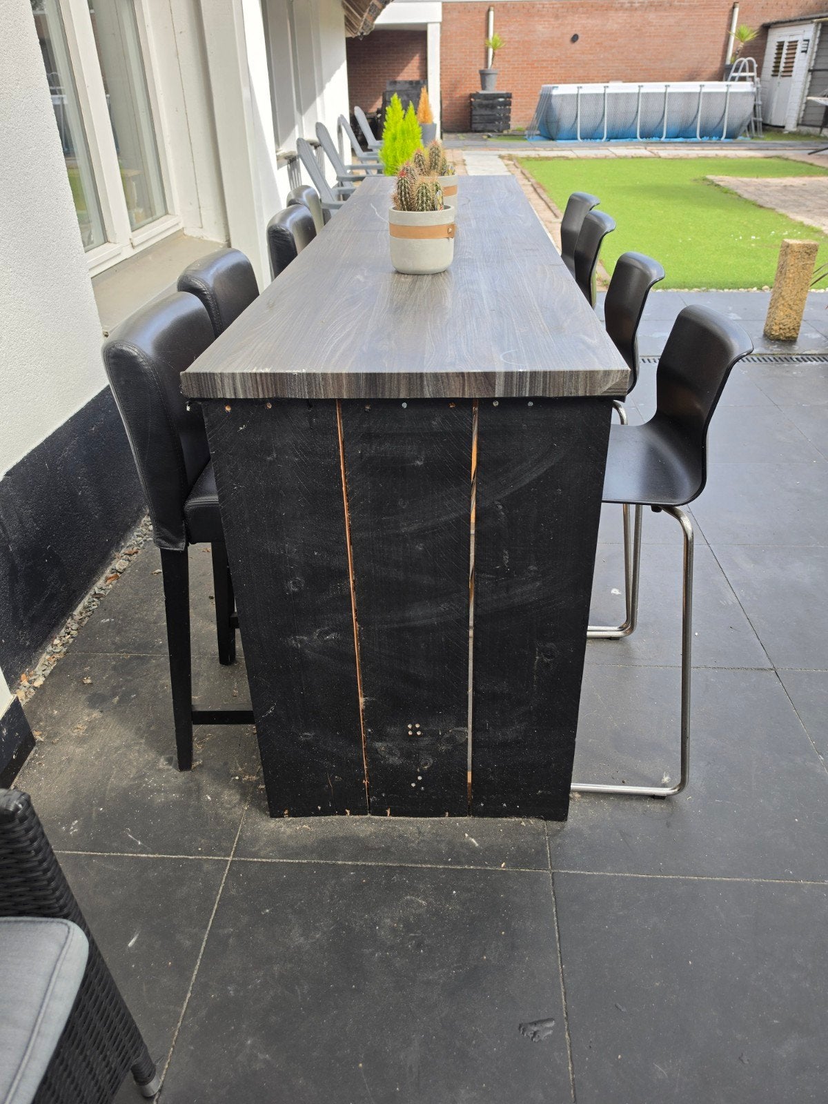 Zelfgemaakte tafel met of alleen  barkrukken, Ophalen, Gebruikt, Rechthoekig, Hout