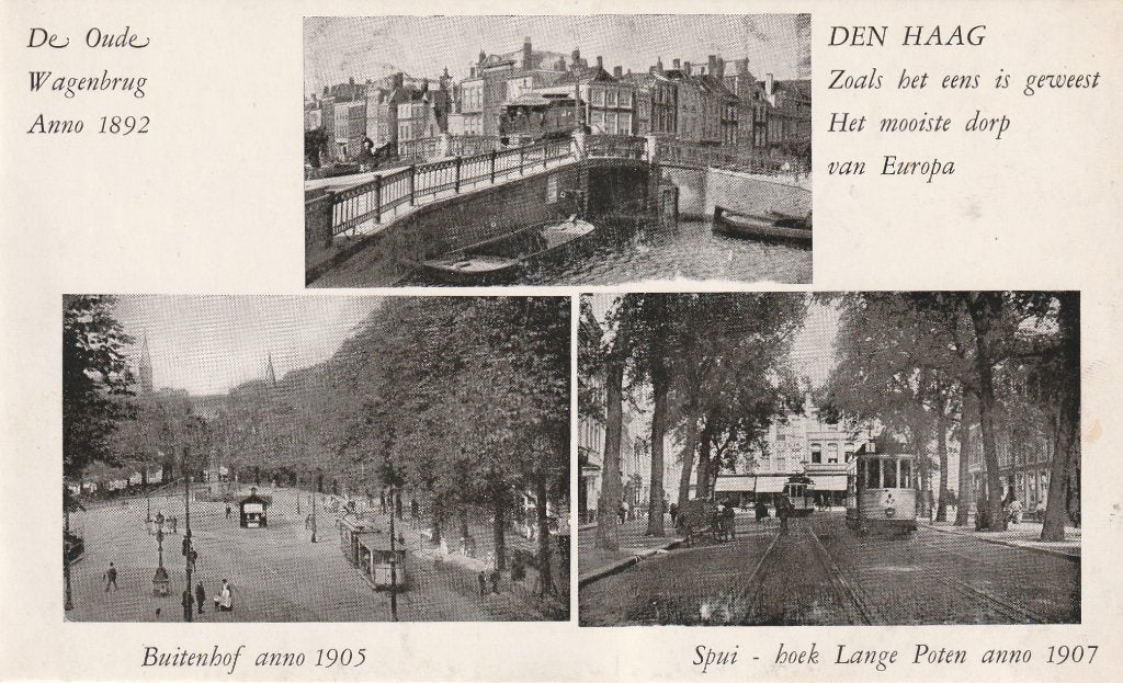 Den Haag 2 groot formaat kaarten. O.a. met trams, Verzamelen, Ansichtkaarten | Nederland, Verzenden, 1920 tot 1940, Ongelopen