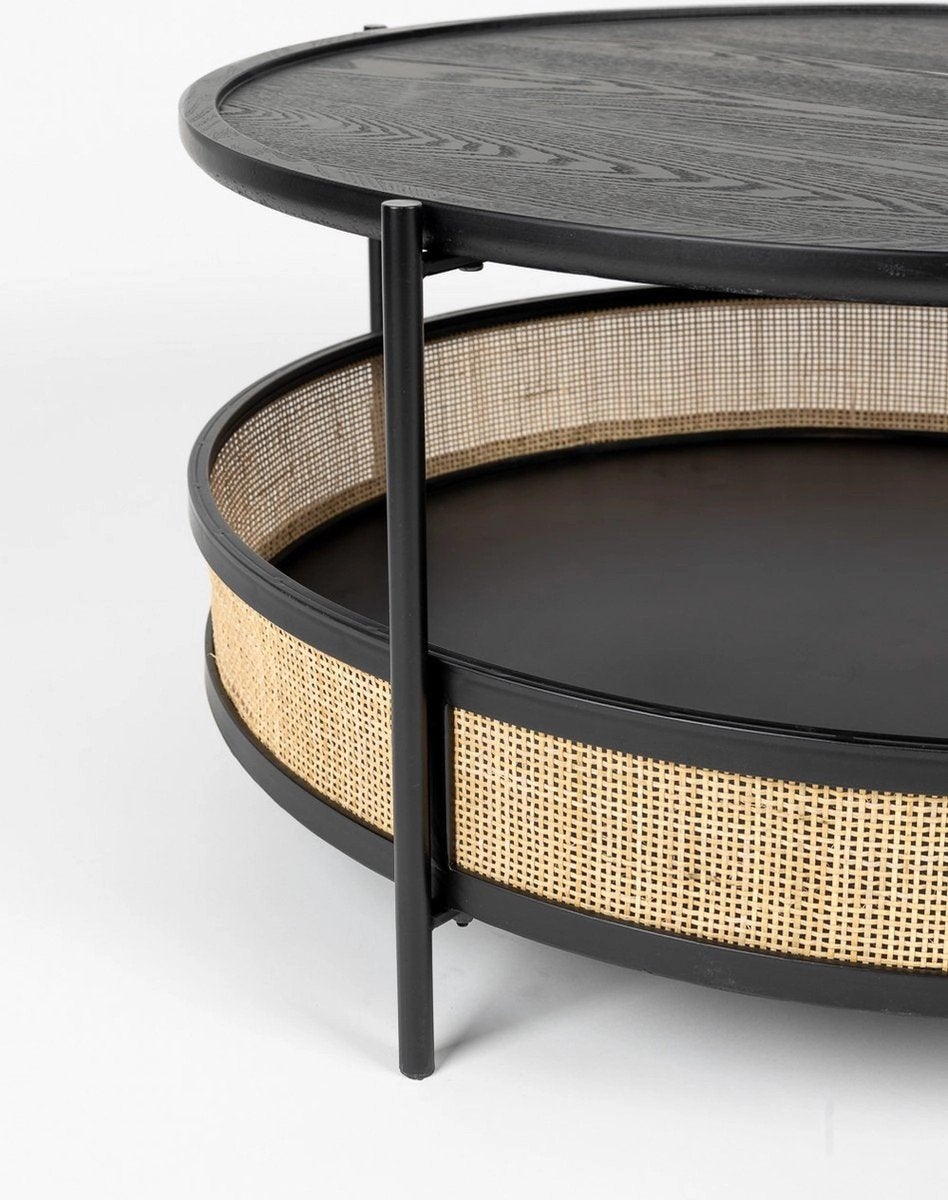 FonQ Wave Salontafel Zwart - Showmodel, 50 tot 100 cm, Modern, Scandinavisch, Rond, 50 tot 100 cm