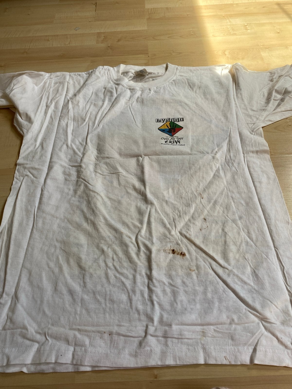 Dynamo Open Air 1997 Crew T-shirt Maat L - Uniek Item, Kleding | Heren, Verzenden, Gedragen, Maat 52/54 (L), Wit