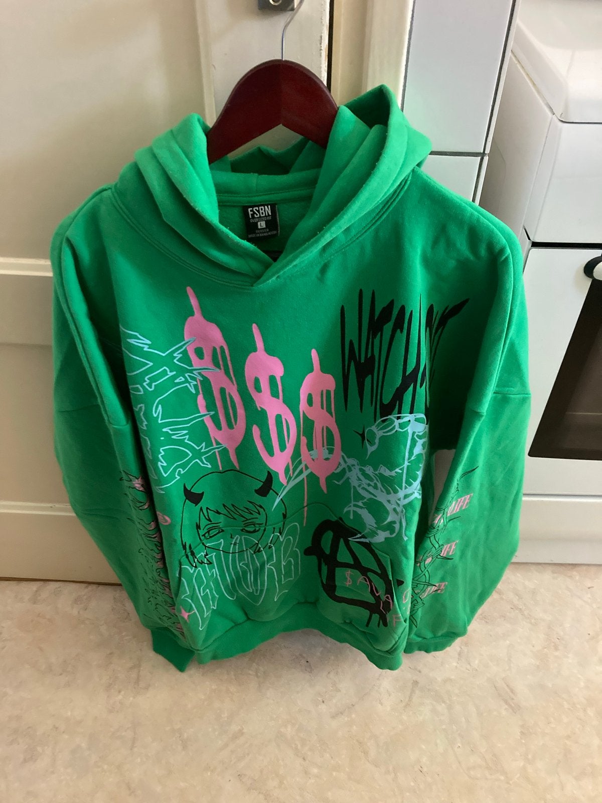 FSBN Groene Hoodie/  Grafische Prints maat M, Verzenden, Zo goed als nieuw