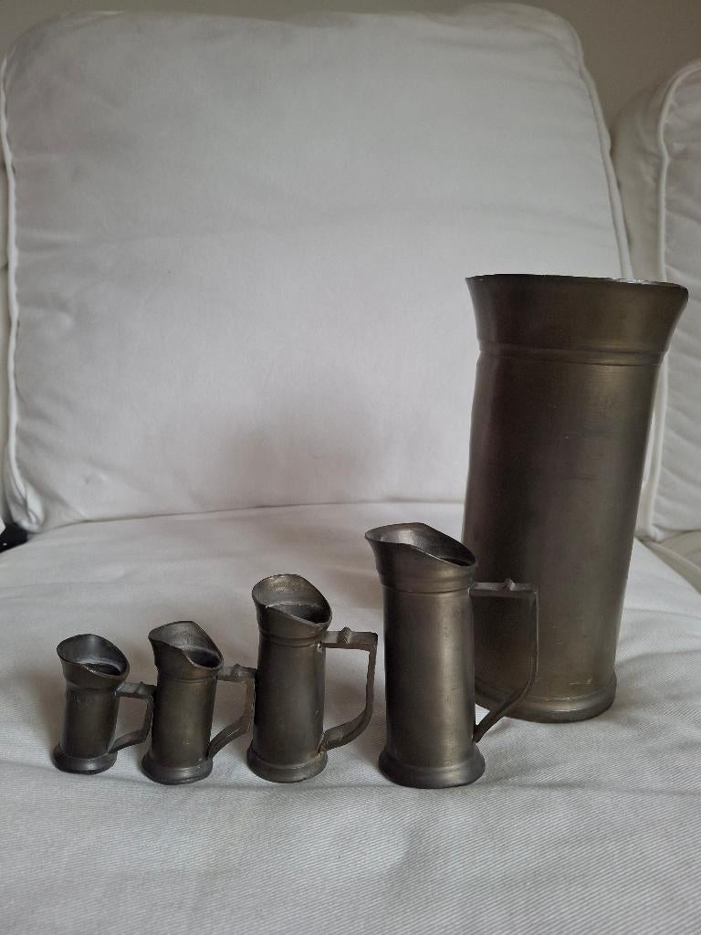Tinnen Maatbekers (set), Antiek en Kunst, Antiek | Tin, Ophalen