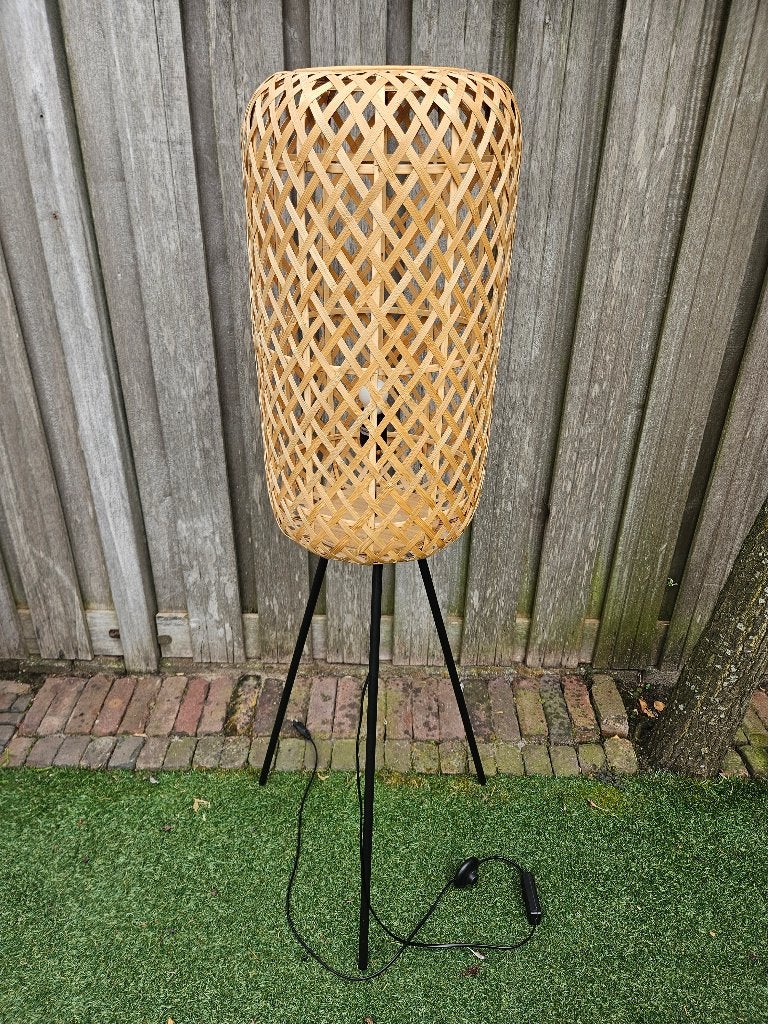Rotan Ibiza Style vloerlamp, Ophalen, E27 (groot), Zo goed als nieuw, 150 tot 200 cm