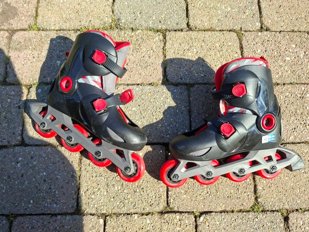 Oxelo inline rood zwart skates skeelers, maat 32-34, Overige merken, Kinderen, Ophalen of Verzenden, Zo goed als nieuw