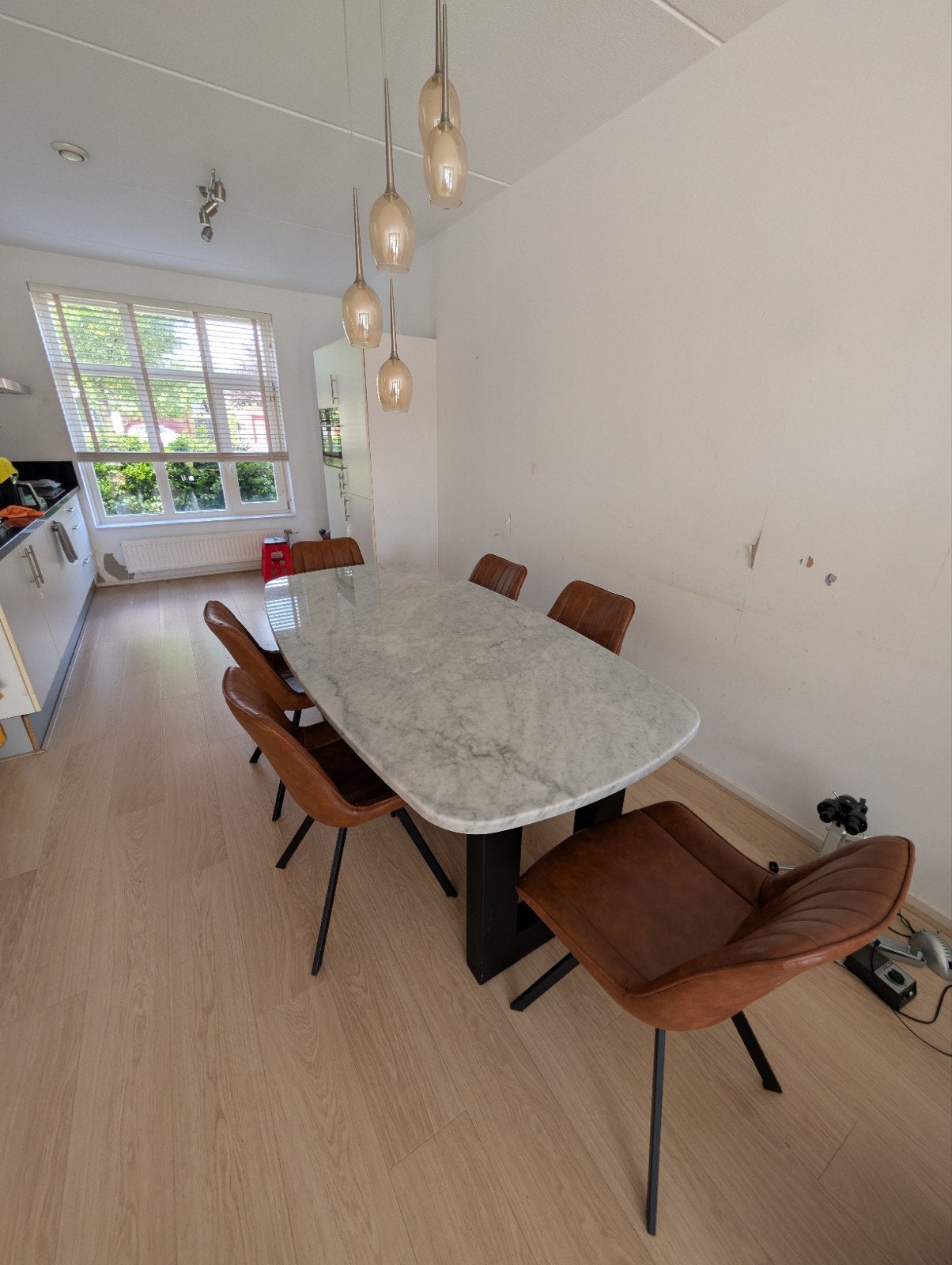 Luxe Eetkamerset: Marmeren Bootvormige Tafel met Stoelen, Huis en Inrichting, Rechthoekig, Nieuw, 200 cm of meer, 50 tot 100 cm