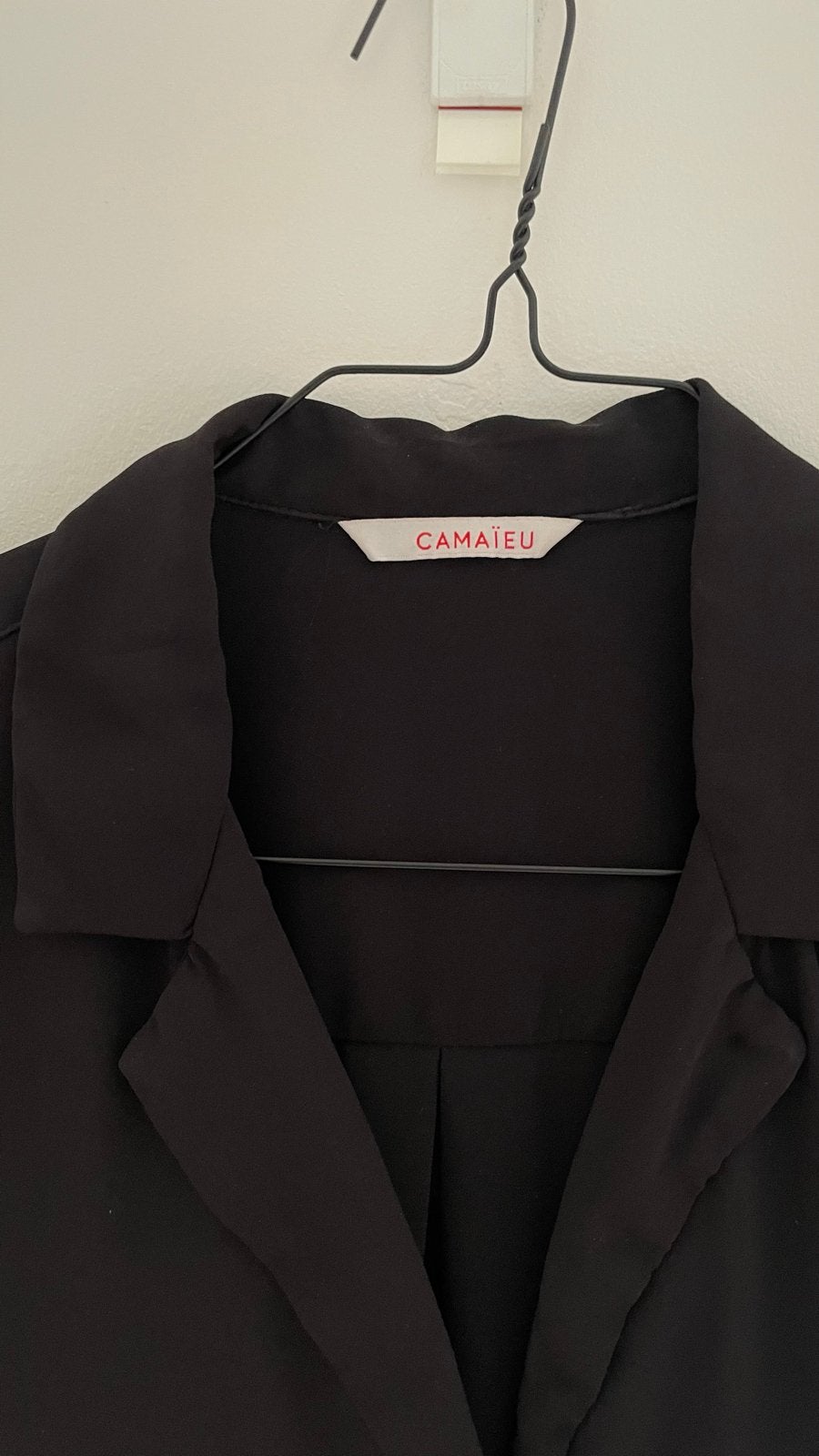Zwarte Camaieu blouse met korte mouwen, Ophalen of Verzenden, Zo goed als nieuw, Maat 38/40 (M), Zwart