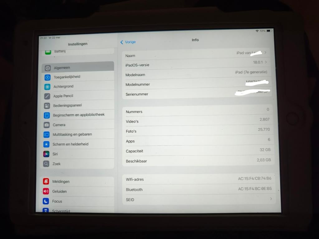 Apple ipad 7. 32gb, Computers en Software, Apple iPads, 32 GB, Apple iPad, Zo goed als nieuw, Ophalen