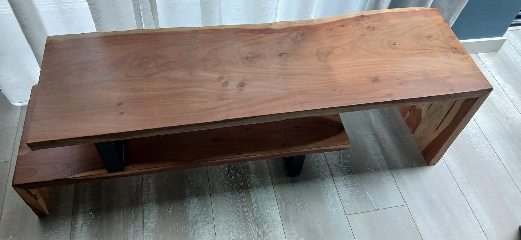 Boomstam TV-meubel acaciahout schors, Ophalen, Zo goed als nieuw, 200 cm of meer, Minder dan 100 cm