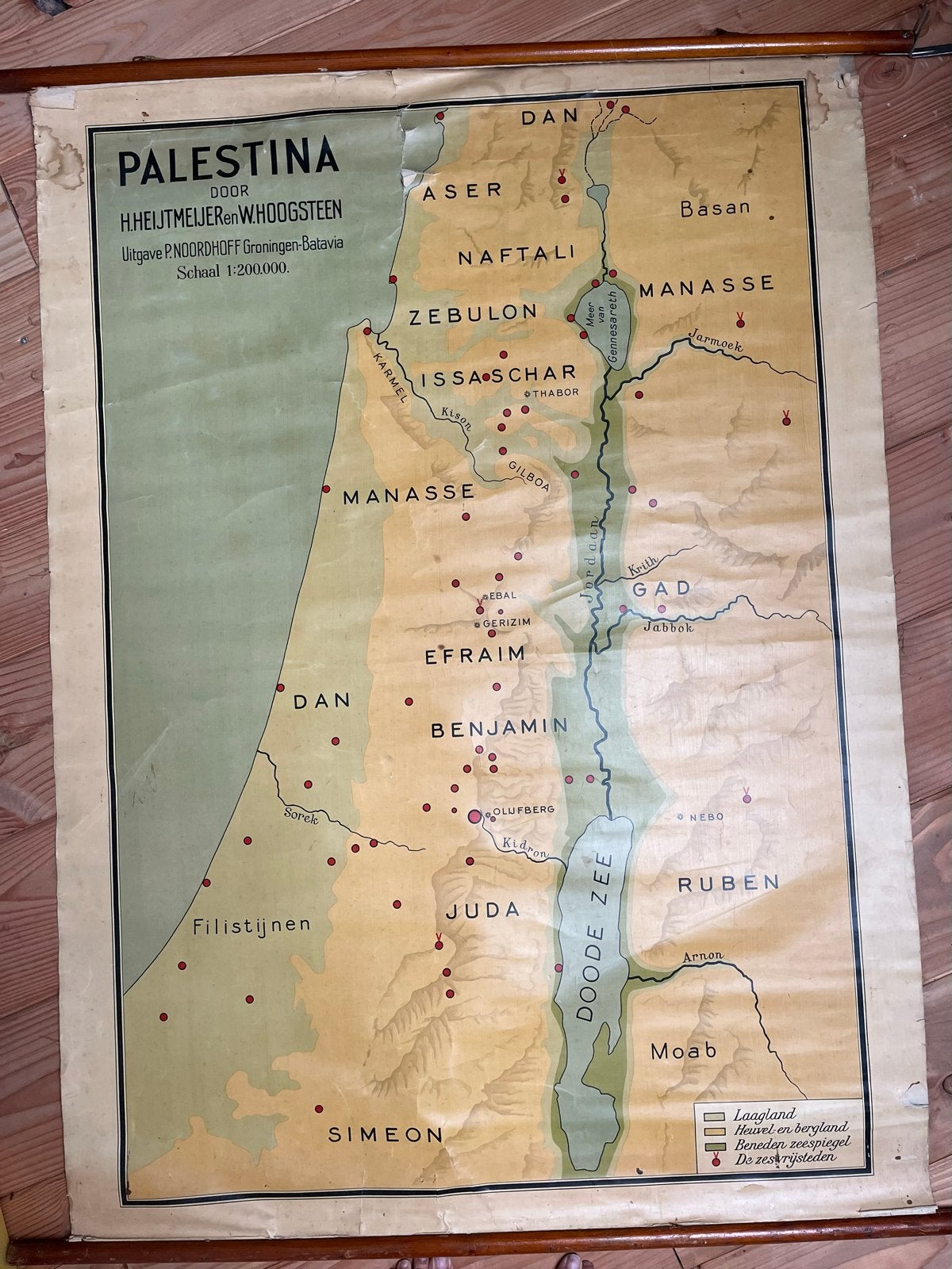 Oude schoolkaart Palestina door H. Heijtmeijer en W. Hoogste, Boeken, Gelezen, Overige gebieden, Ophalen of Verzenden, Landkaart