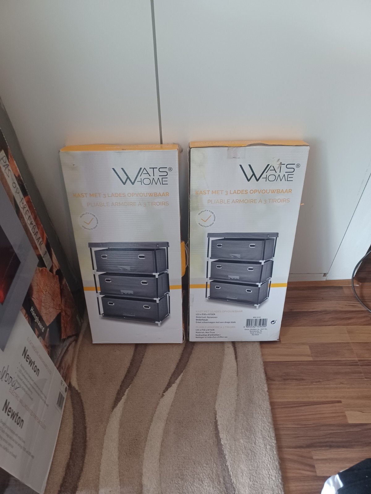 Wats Home Opvouwbare Kast met 3 Laden - Nieuw in Doos, Overige materialen, Nieuw, 3 of 4 laden, Modern, Opvouwbaar