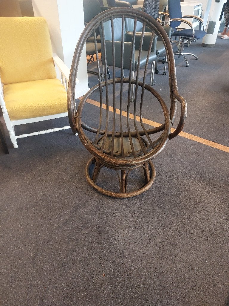 vintage rotan draaifauteuil ( 501109), Ophalen, Gebruikt, 75 tot 100 cm, 50 tot 75 cm