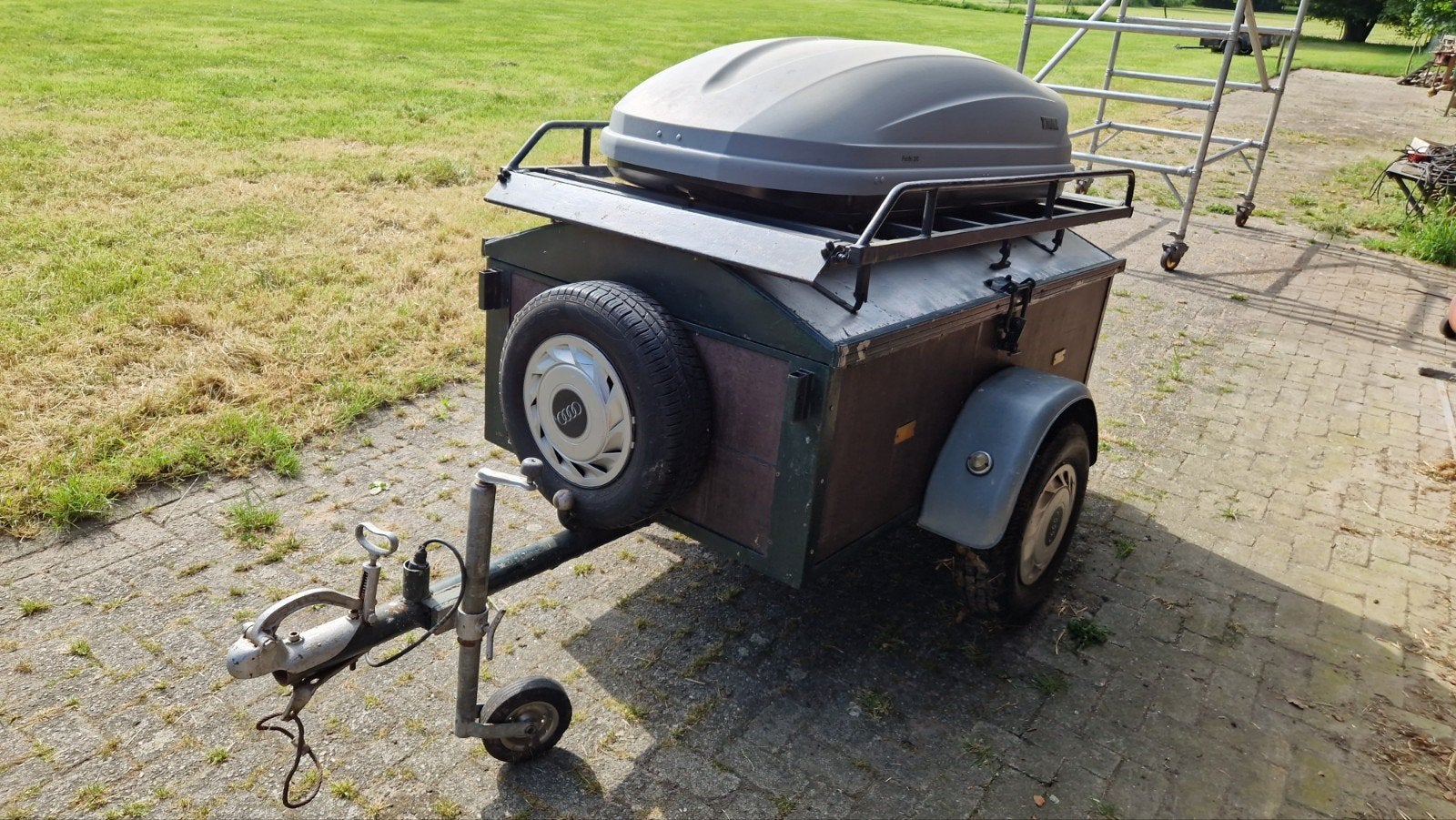 Mooie Stevige Bagagewagen met Thule dakkoffer, Auto diversen, Aanhangers en Bagagewagens, Ophalen, Gebruikt